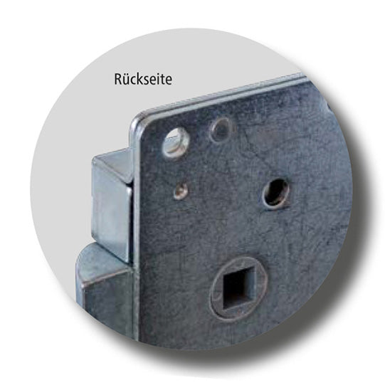 Flap lock 1331, galvanised, square hole 8 mm on the back
