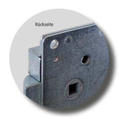 Flap lock 1331, galvanised, square hole 8 mm on the back