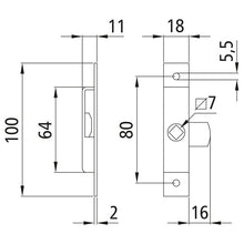 Tongue lock 100 x 18 mm, black galv., can be used on both sides
