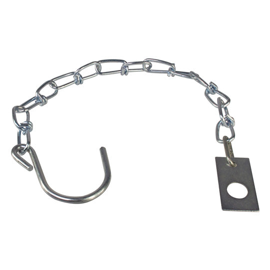 Safety chain, length 385 mm, S-hook, screw-on plate