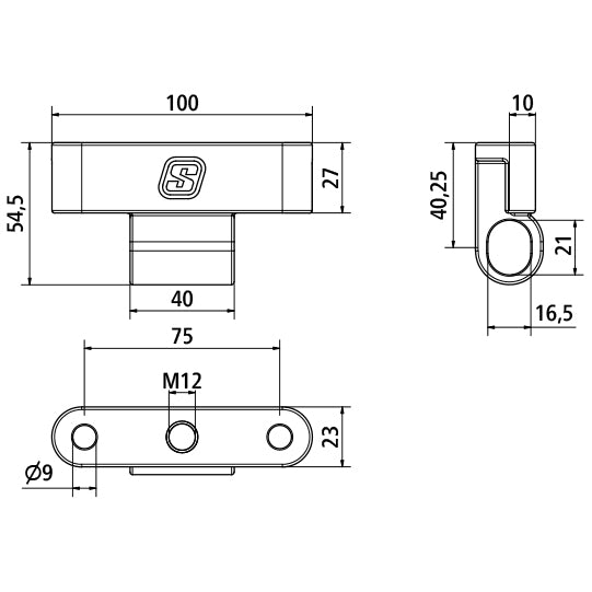 Suer hinge bearing, like 6552N, tie rod hole M12, galvanised