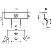 Suer hinge bearing, like 6552N, tie rod hole M12, galvanised