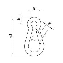 Snap hook, galvanised, 60 x 6 mm