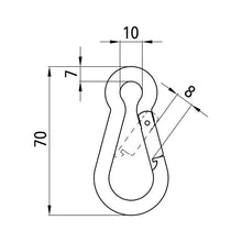 Snap hook, galvanised, 70 x 7 mm