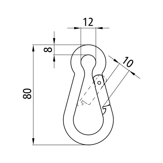 Karbinhake, galvaniserad, 80 x 8 mm