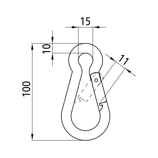 Karbinhake, galvaniserad, 100 x 10 mm