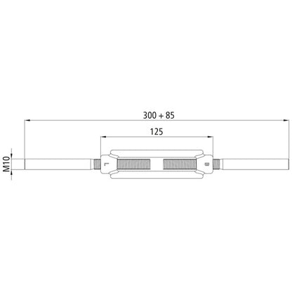 Turnbuckle, galvanized, M 10, 2 weld-on ends