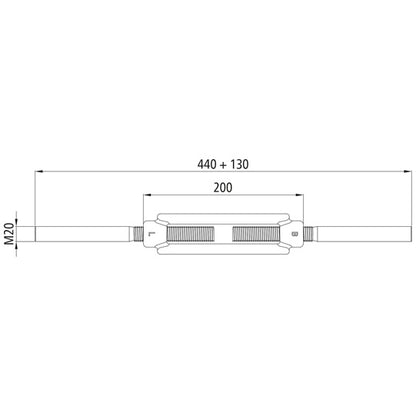 Turnbuckle, galvanised, M 20, 2 weld-on ends