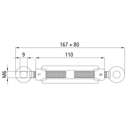 Turnbuckle, galvanized, M6, with 2 eyelets, DIN 1480 Form C