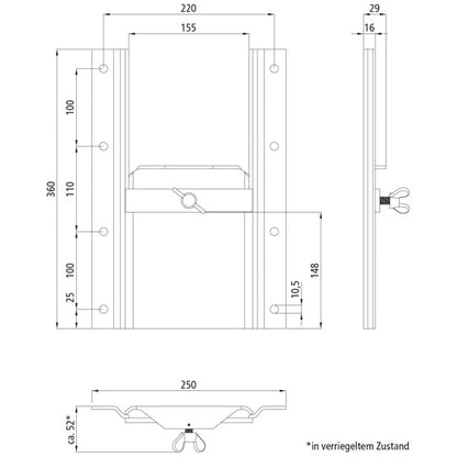 Spannmålspåskjutare med styrskena och låsskruv, målad