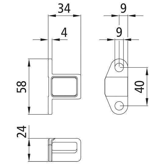 Locking pocket, L = R, black KTL, f. screw. on