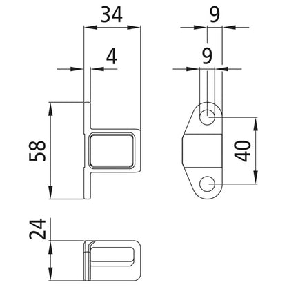 Locking pocket, L = R, black KTL, f. screw. on