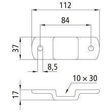 Stanchion holder, 10 x 30 mm, drop-f.ged, galvanised stl.