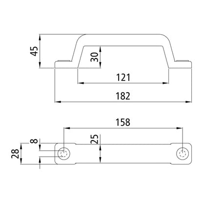 Handle 182 mm, black plastic