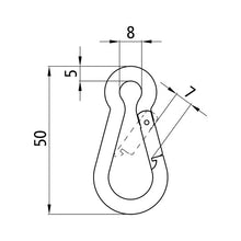 Snap hook, galvanised, 50 x 5 mm