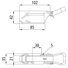 Tension lock according to VG 75073/Spade holder, 77.5 mm