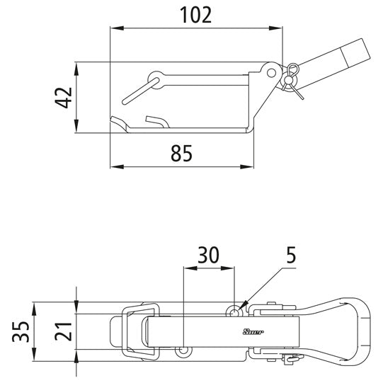 Tension lock according to VG 75073/Spade holder, 60 mm