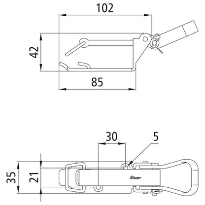 Tension lock according to VG 75073/Spade holder, 60 mm