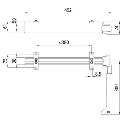 Suer door check, anodised aluminium housing, SS retaining arm