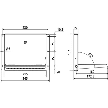 Suer built-in folding steps, SS tray, galvanised tread surface