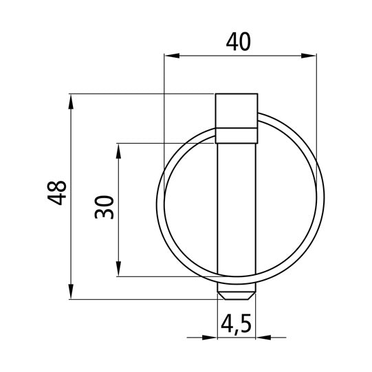 Folding pin, galvanised, 4.5 mm, round spring washer