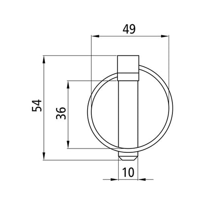Cotter pin, galvanised, 10 mm, round spring washer