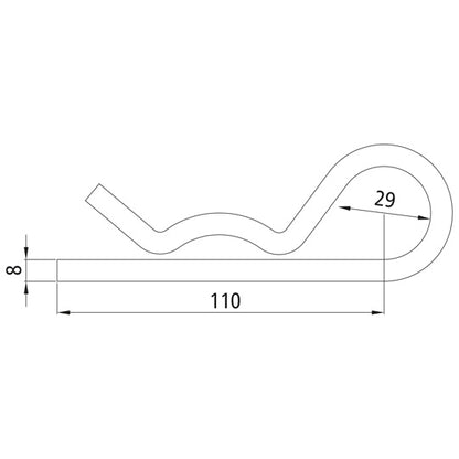 Spring cotter pin, single, electrogalvanized, 8 mm