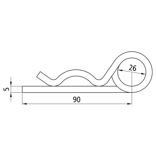 Spring cotter pin, double, galvanised, 5 mm
