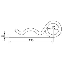 Spring cotter pin, double, galvanised, 8 mm