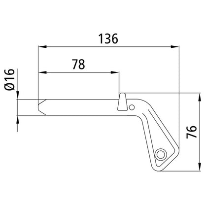Socket pin 16 × 70 mm, raw stl., w/out chain