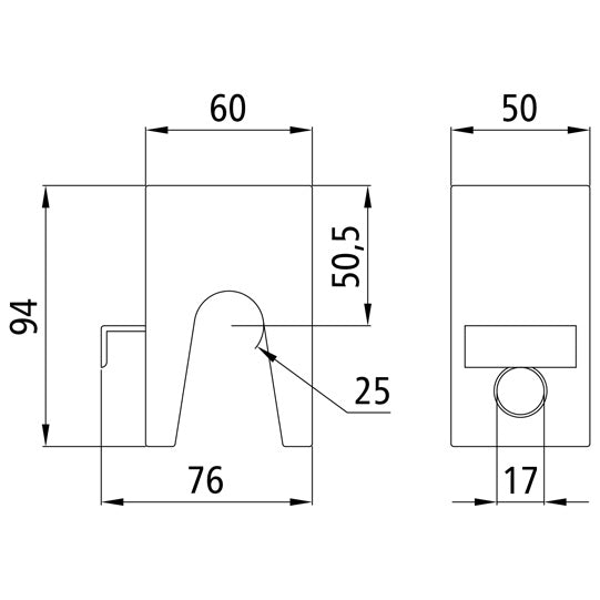 Tilting bracket bearing size 1, raw stl., 50x60x94 mm (WxDxH),