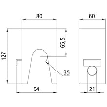 Tilting bracket bearing size 2, raw stl., 60x80x128 mm(WxDxH),