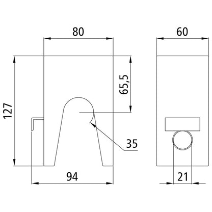 Tilting bracket bearing size 2, raw stl., 60x80x128 mm(WxDxH),
