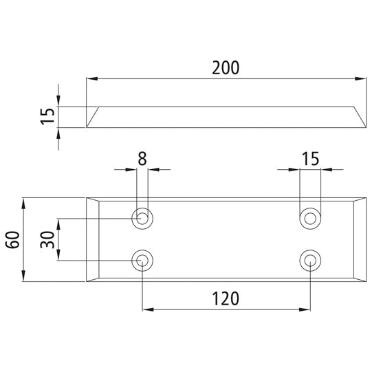 Gummiunderlag 60 x 200 x 15 mm (B x L x H), Shore-hårdhet 80