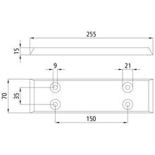Rubber underlay 70 x 255 x 15 mm ( W x L x H) Shore hardness 80