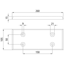 Rubber underlay 105 x 260 x 15 mm ( W x L x H), Shore hardness