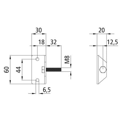 Korvake kaasujousen kiinnikkeelle, sinkitty, ruuvattava levy,