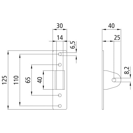 Bearing shoe/gas spring holder, galvanised stl.