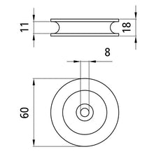 Rope pulley Ø 60 mm, raw