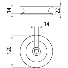 Rope pulley, 120 mm Ø, raw
