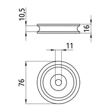 Rope pulley, plastic, Ø 76 mm