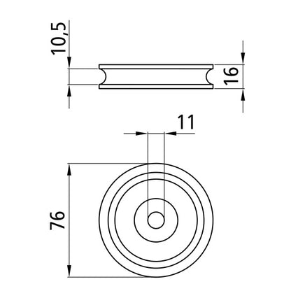 Rope pulley, plastic, Ø 76 mm