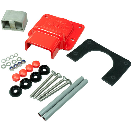 Door lock BDL, red, weldable, mounting kit, padlock