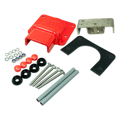 BDL door lock, red, monobolt, mounting kit, padlock