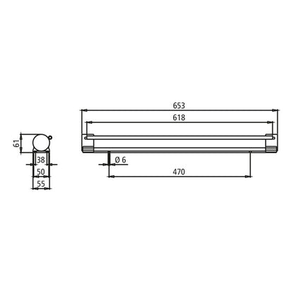 Mudguard roller blind, w/ 2 ctrholders and mtg. rail