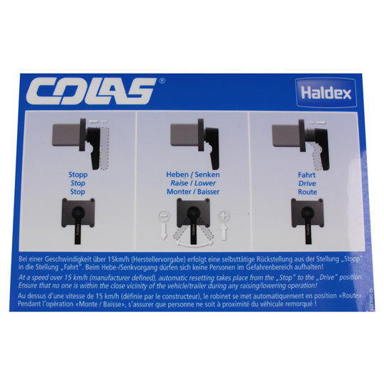 COLAS lifting/lowering valve, with flat plug