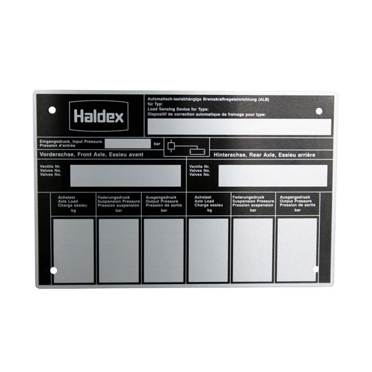 Nameplate for pneumatic ALB controller