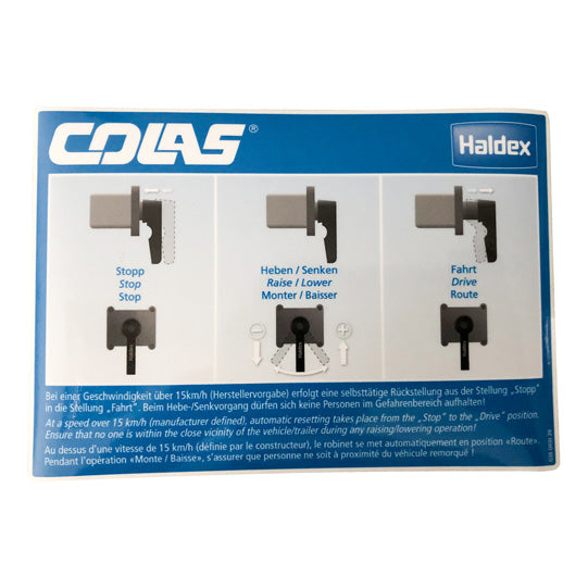 Sticker for Colas lifting/lowering valve