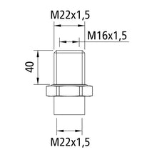 Bulkhead connector M22 x 1.5/M16 x 1.5/M22 x 1.5, thread length
