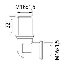 Angled bulkhead connector, 90°, M16 x 1.5/M16 x 1.5, thread len